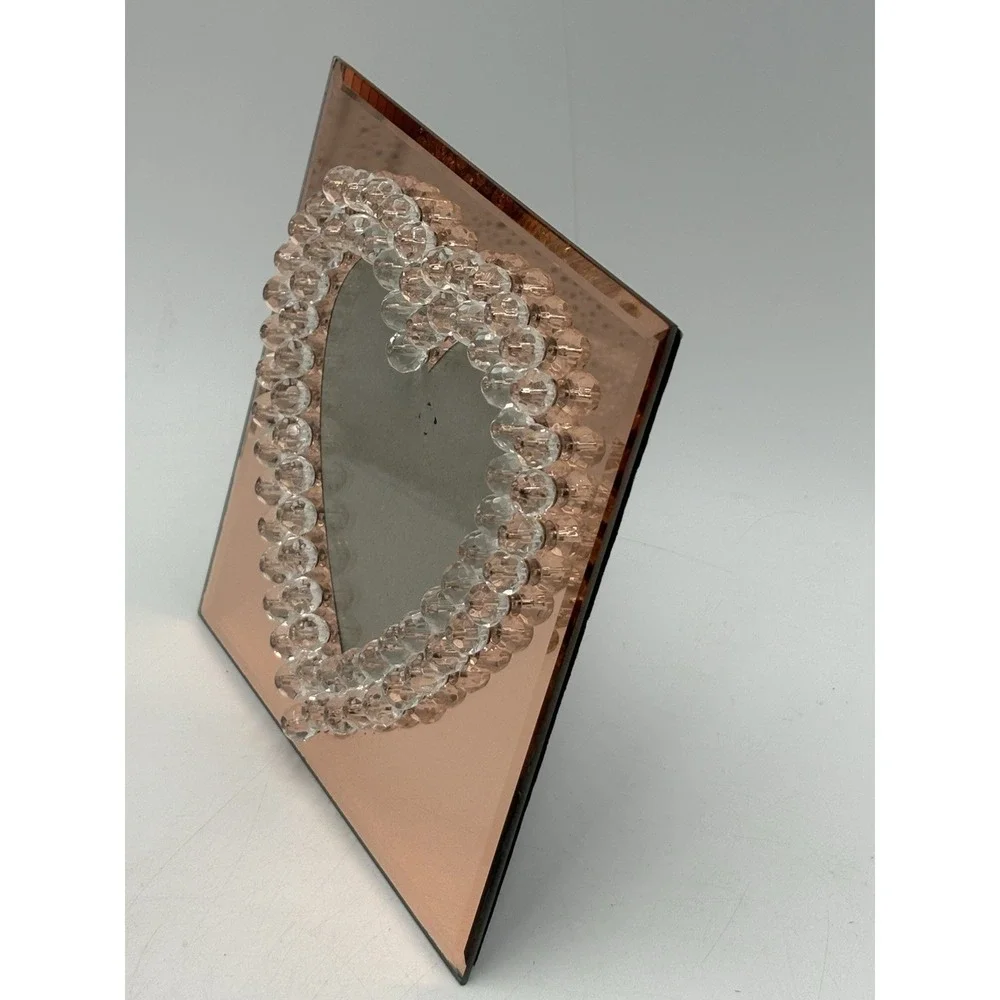 Nanette Lepore Rose Gold Mirrored Heart‎ Frame Clear Beads Valentine Decor